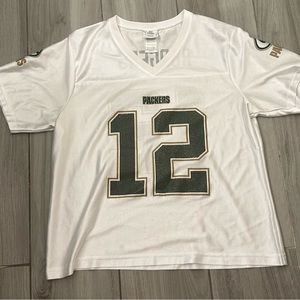 NFL White and Green Short Sleeve Tee
